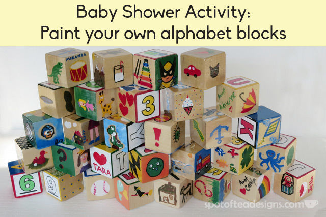 Baby Shower Activity: Paint Your Own Alphabet Block - Spot of Tea